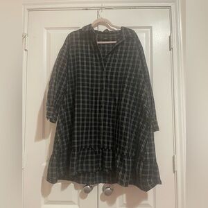 Able Black and White Plaid Long Sleeve Dress